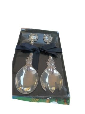 2pcs Owl Serving Set by Ganz - Large Serving Fork And Spoon. NIB.